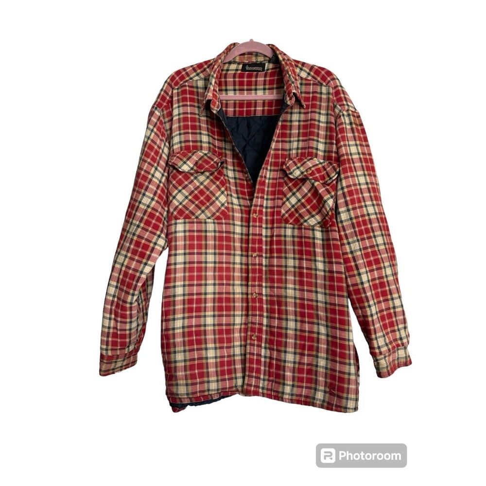 VINTAGE Flannel Shirt Mens 2X Lined Plaid Shacket Jacket 90s Outdoors Lumberjack